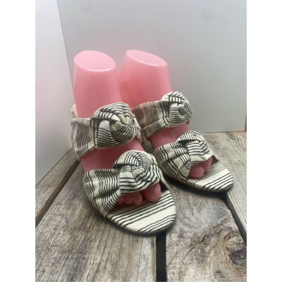 Dolce Vita Striped Knot Sandals Women’s Size 8 Block Heel Slip On Summer Shoes - Picture 1 of 8